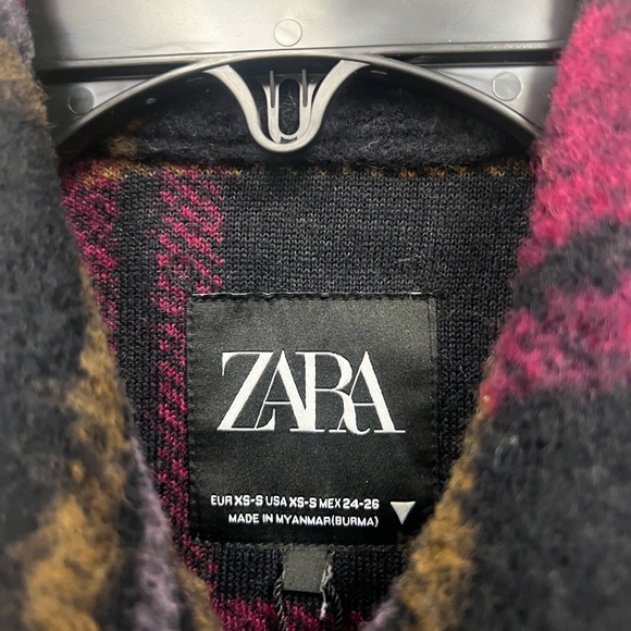 Zara Plaid Red Wool Blend Overshirt Bloggers Favorite Size XS-S - Picture 2 of 9
